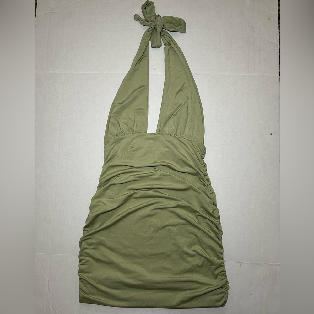 Princess Polly green halter mini dress